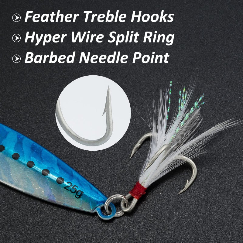 Dr.Fish 5 Pack Metal Jigging Spoon Saltwater Fishing Jigs Spoons Lures Casting Vertical Diamond Jig Lures Freshwater Bass Striper Mackerel Halibut 3/8oz - Image 5
